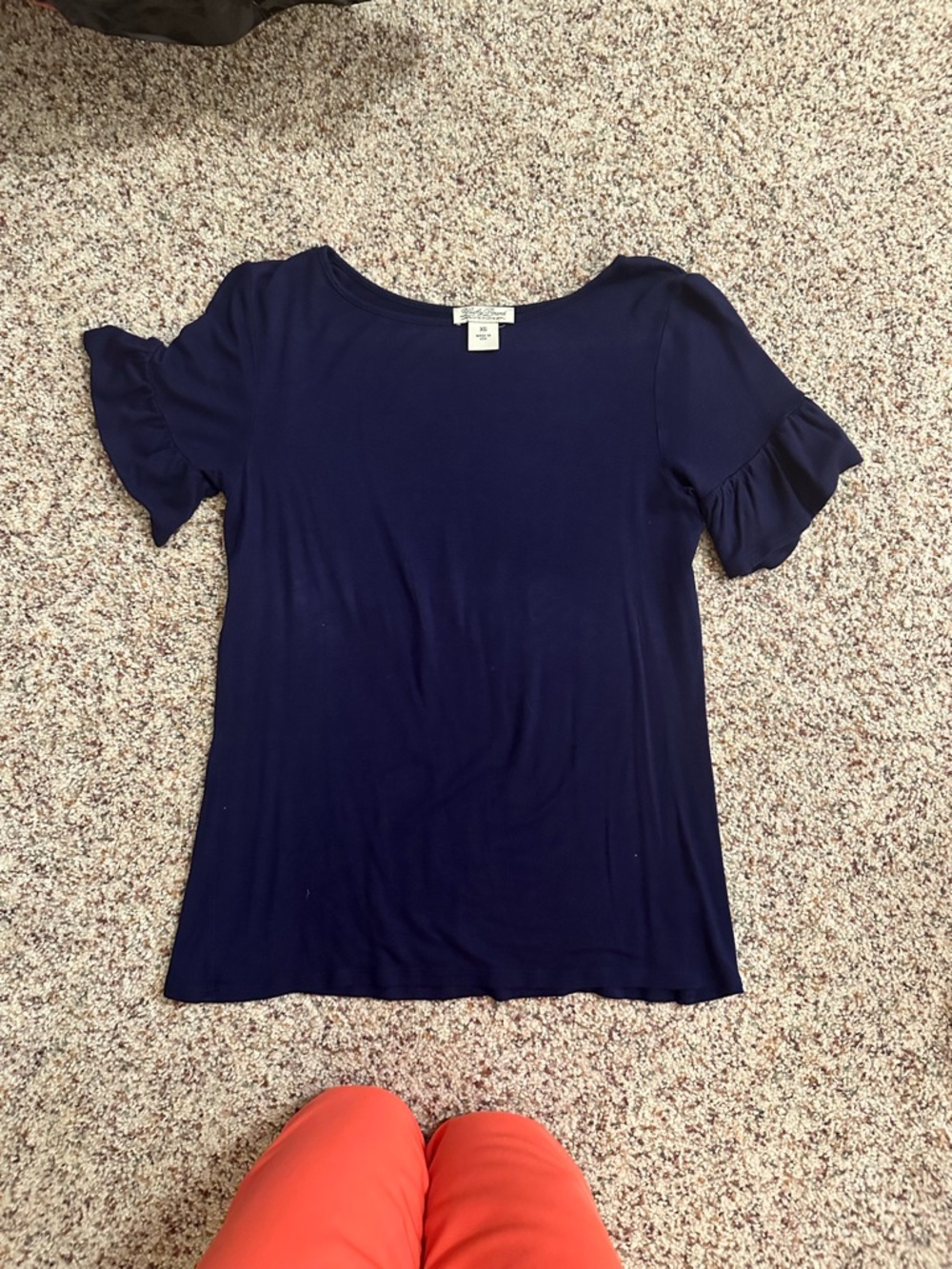 Lucky Brand Navy Short Sleeve Ruffle Tee